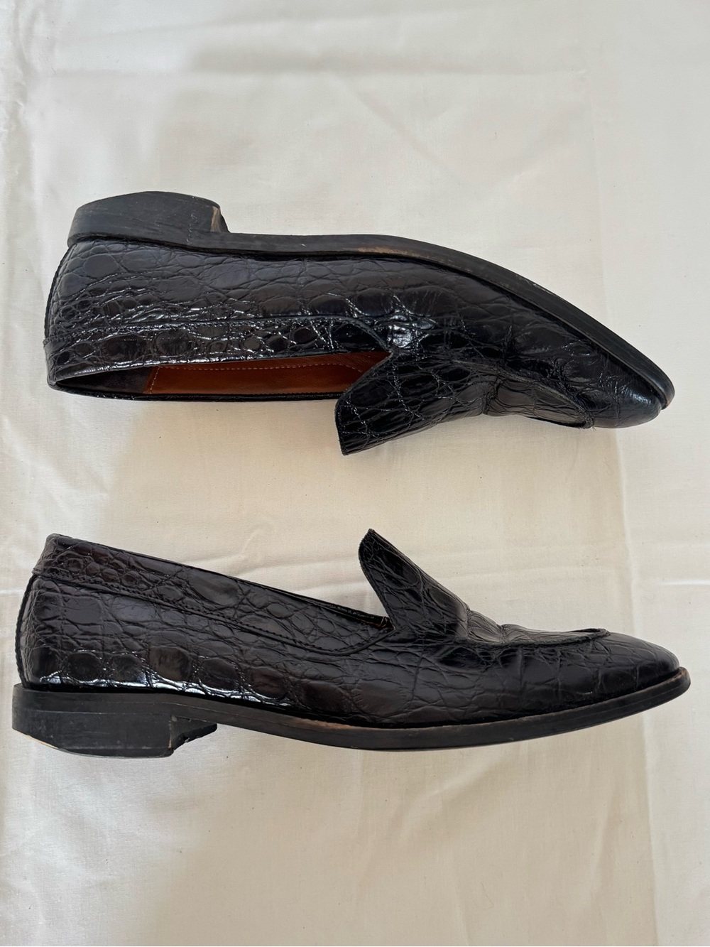 Everlane Black Croc-Embossed Leather Loafers Size 6.5
